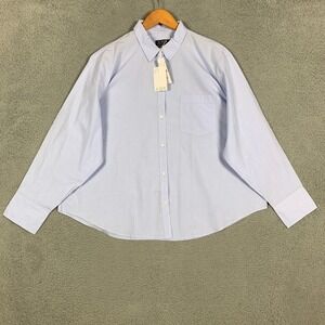 J.Crew Garçon Shirt Women's 22 Blue Eoe Cotton Poplin Classic Button Up NWT $85